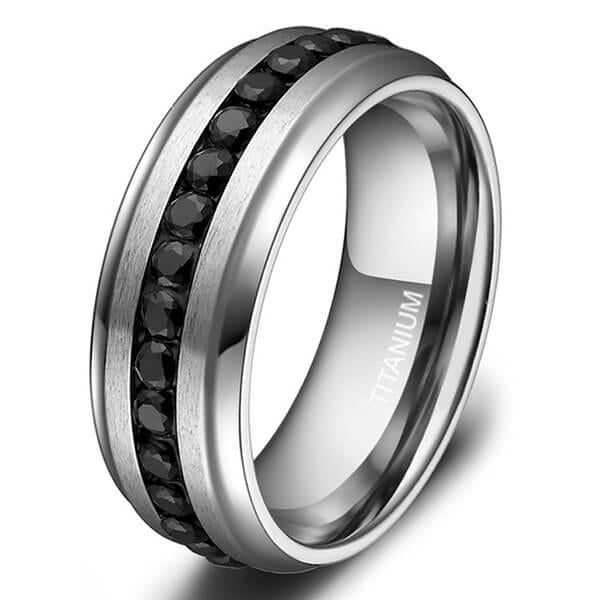 Jorrio titanium wide ring simple style created diamond men's band