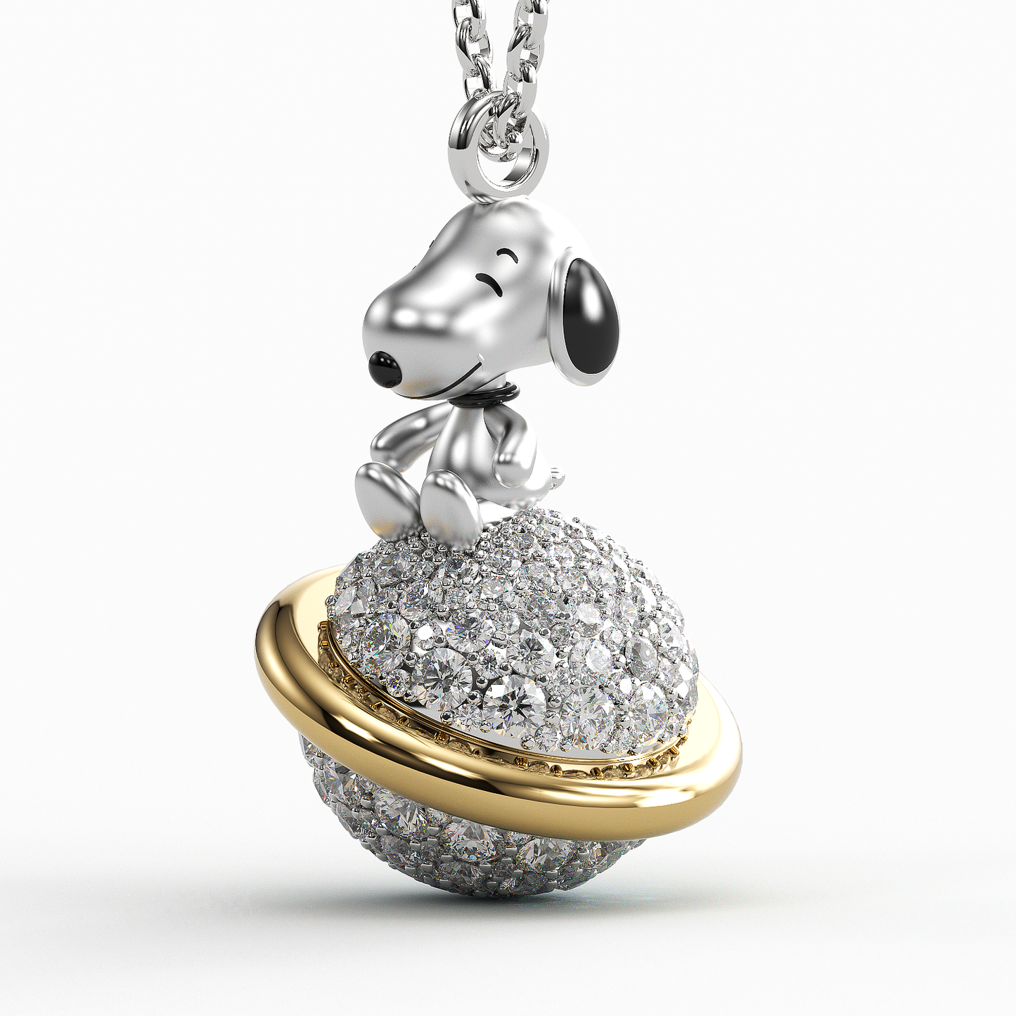 Jorrio Handmade Smiling Puppy Diamond Sterling Silver Necklace