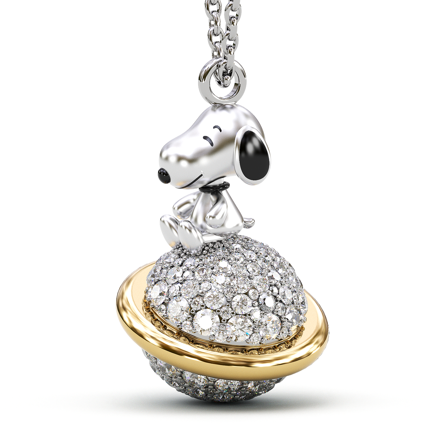 Jorrio Handmade Smiling Puppy Diamond Sterling Silver Necklace