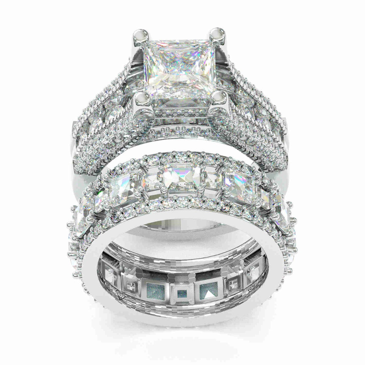 Jorrio handmade created diamond classic princess cut 3 ct wedding ring bridal set