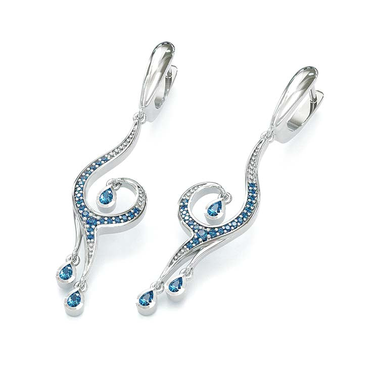 Jorrio Handmade Stylish Sapphire Sterling Silver Earrings